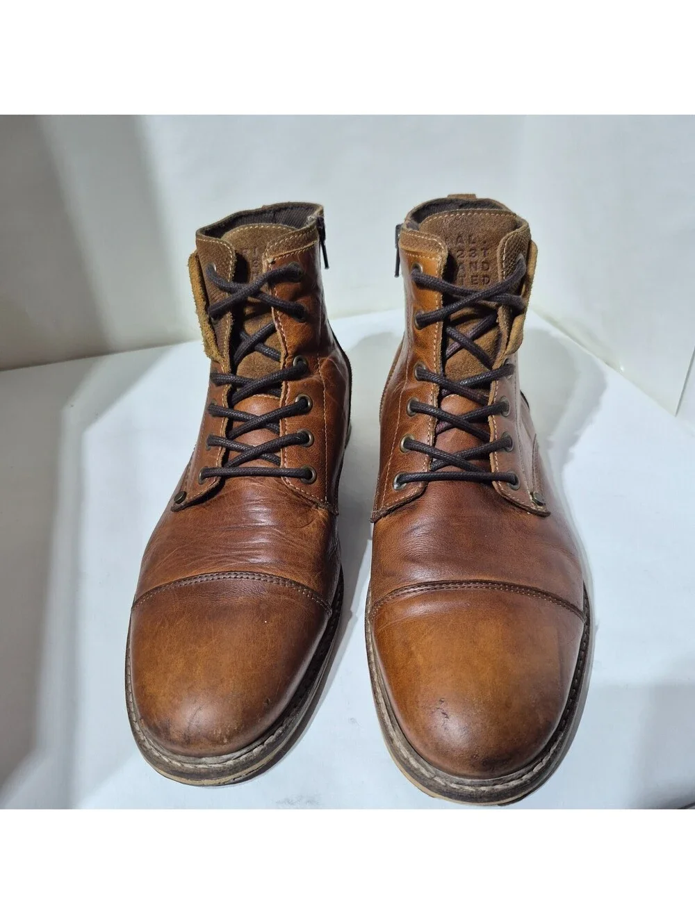 Lavorazione Artigiana Bullboxer Mens Leather Cap Toe Lace Up Ankle Boots Size 10